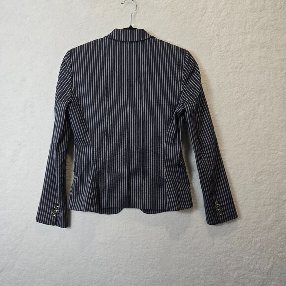 GUCCI Blazer Womens EU 38 US 2 Navy Blue Pinstripe Office Siren Boardroom - Picture 7 of 12